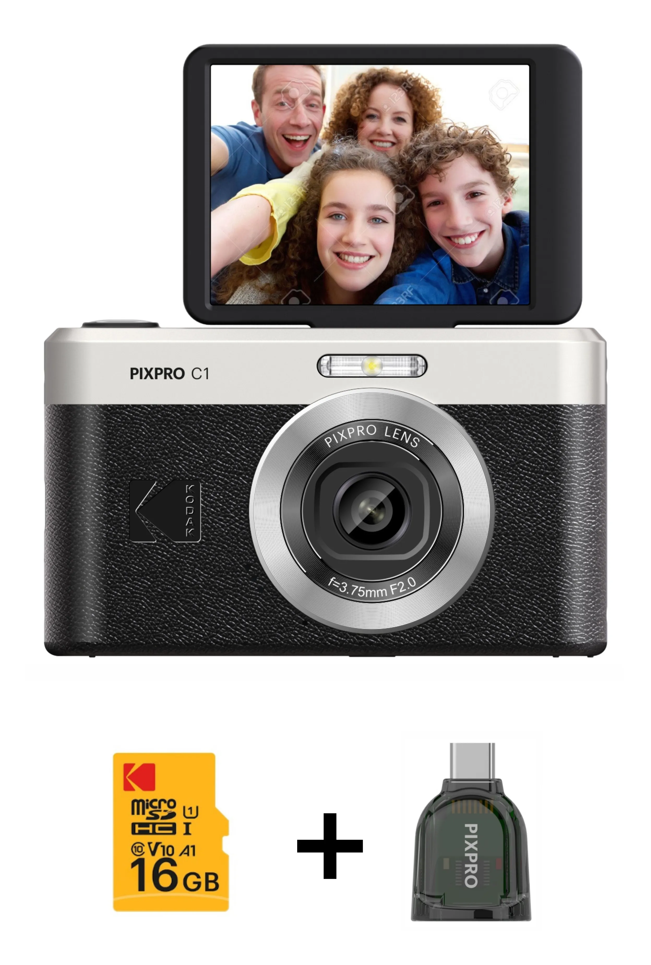 KODAK Digital Camera Pixpro C1 CMOS 5x 16MP Black - Bundle